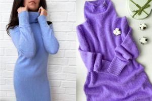 Платье-свитер из АНГОРЫ на вязальной машине