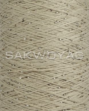 100% Cotton with beads and micro sequins, Beige