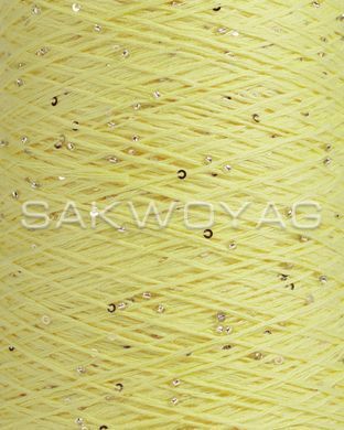 100% Cotton with beads and micro sequins, Yellow