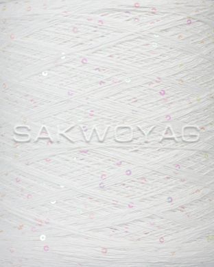 Cotton with sequins 3mm "Siaivo" White/transparent chameleon