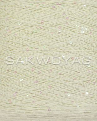 Cotton with sequins 3mm "Siaivo" Ecru, chameleon sequin