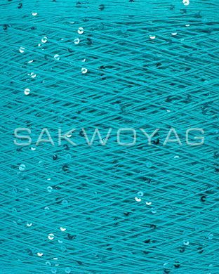 Cotton with sequins 3mm "Siaivo", Turquoise, sequin to match gloss
