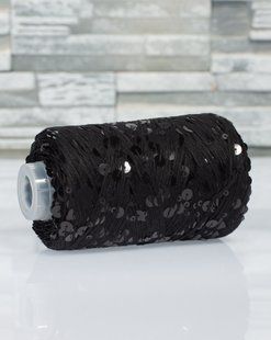 Cotton with Royal Sequins Black, sequin black gloss