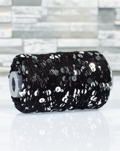 Cotton with Royal Sequins Black, silver sequins