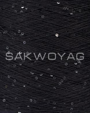 Cotton with sequins 3mm "Siaivo", Black, sequin black gloss
