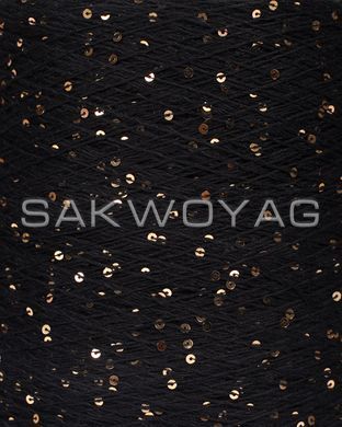 Cotton with sequins 3mm "Siaivo", Black, gold sequin