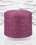 Cotton with sequins 3mm "Siaivo" Berry Pink, Silver Sequins