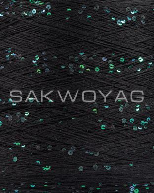 Cotton with sequins 3mm "Siaivo" Black, sequin chameleon