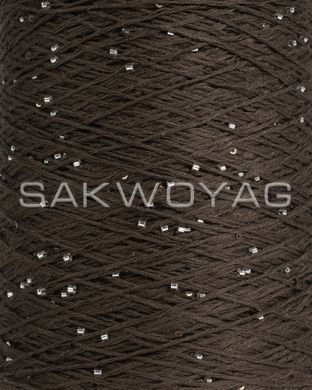 100% Cotton with beads and micro sequins, Chocolate